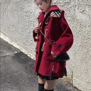 Bright red stylist coat